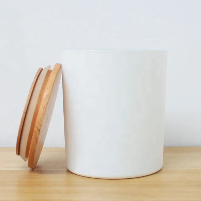 IN STOCK glass Candle Jars Retro Natural Empty Wholesale Modern Popular Frosted White 10oz Cylinder Glass Candle Container
