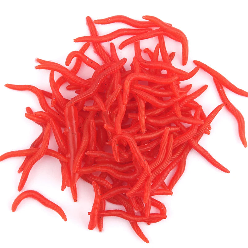 100 / Pack Fishing Bait Silica Gel Soft Bait Luminous Earthworm Artificial Carp Perch Bait Worm Fishing Lure