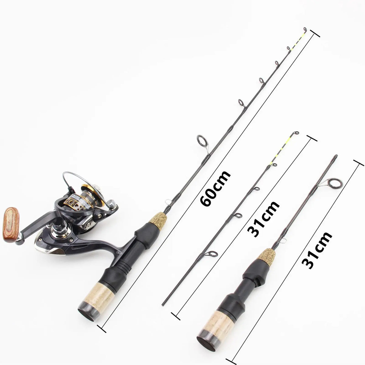 60cm Small Telescoping Ice Fishing Rod and Reel Spinning Reel Set Fishing Rod MegaBDM