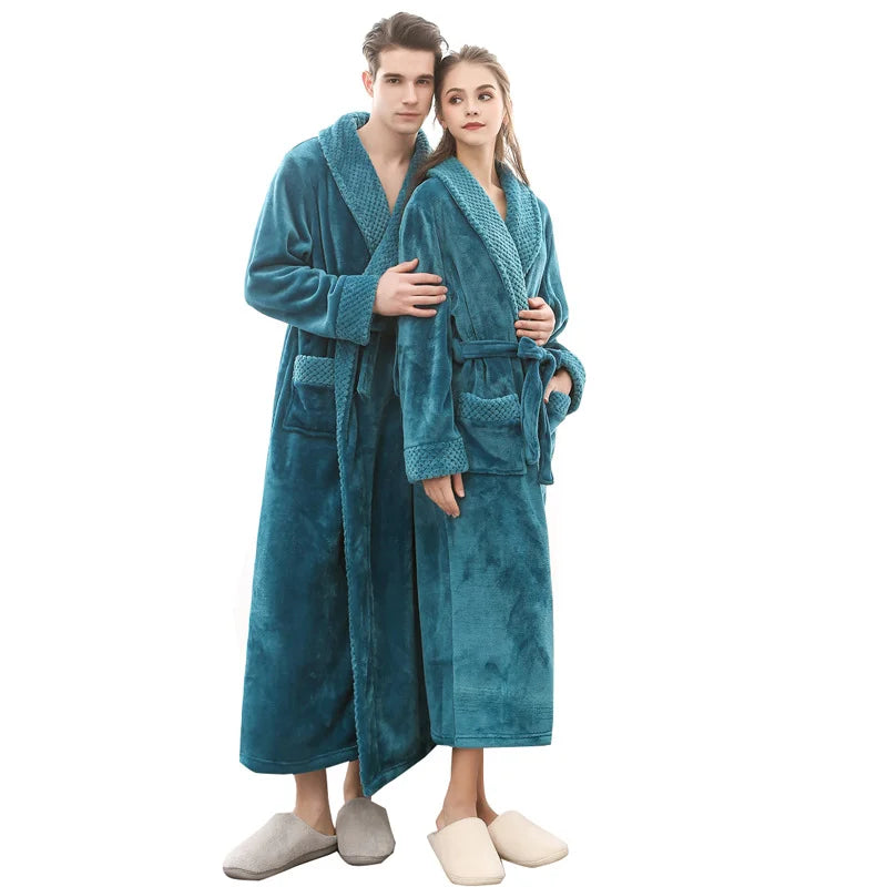 High Quality Solid Nighty Dress Woven Spa Bathrobe Men's Long Sleeve Pajamas Cozy Soft Plush Shawl Collar Robe with Belt