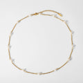 Trendy 18K Gold-Plated Fashionable Stainless Steel Chain Freshwater Pearl Necklace Natural Flower Pattern Parties Religious
