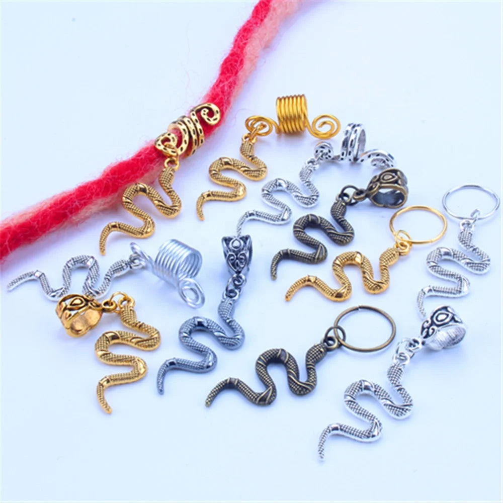 Hot Sale Alloy Snake Dreadlocks Accessories Hair Braid Charms Cuffs Hair Ring Jewelry Decoration Pendant