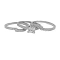 3 Pcs Stackable Simple Fashion S925 Silver Birthday Party CZ Cubic Zirconia Princess Cut Wedding Ring Set for Girls