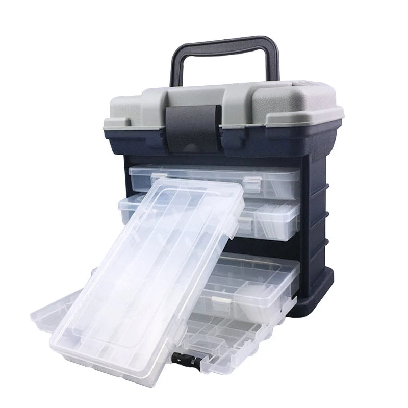 Big Fishing Tackle Box Plastic Handle Fishing Box Carp Case Adjustable Plastic Tools Lure Hook Bait Storage Accessories