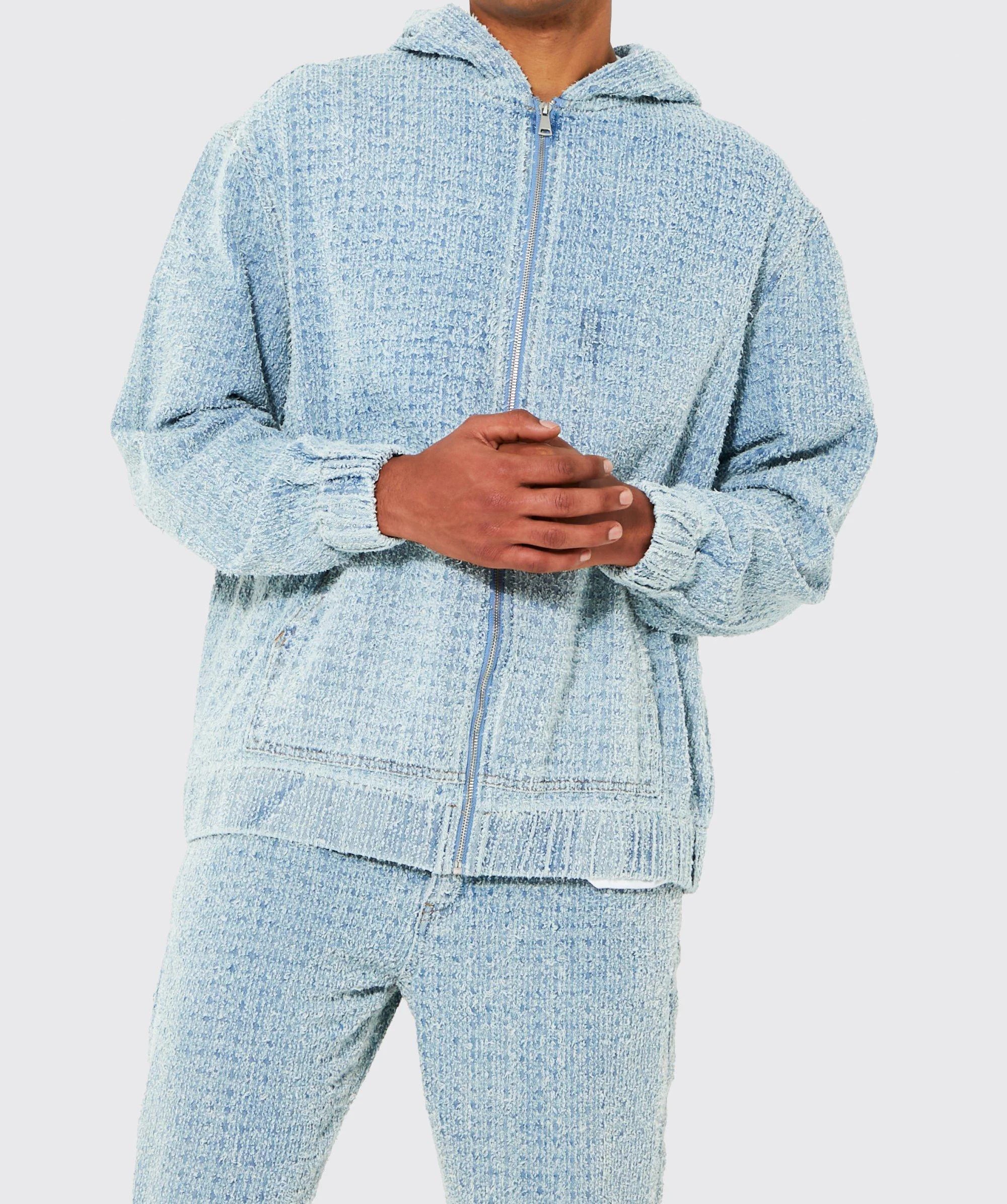 New Arrival Autumn Winter Denim Jacket 100% Cotton Blue Hooded Custom Jacket for Men