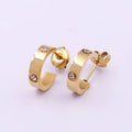 Luxury Crystal Stud Earrings for Women Stainless Steel Jewelry Plated Gold Color C Shaped Earrings Jewelry Wedding Party Gifts