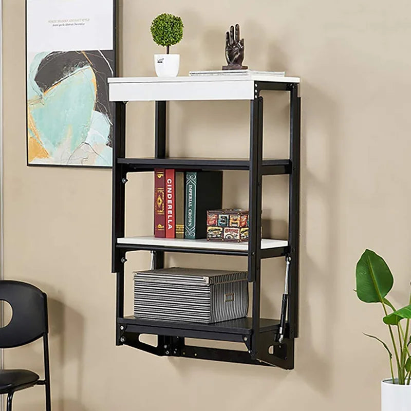 Multifunctional  Space  Saving  Furniture  Convertible  Hiding  Shelf  Durable  MDF  Panel  Wall  Mounted  Folding  Dining Table