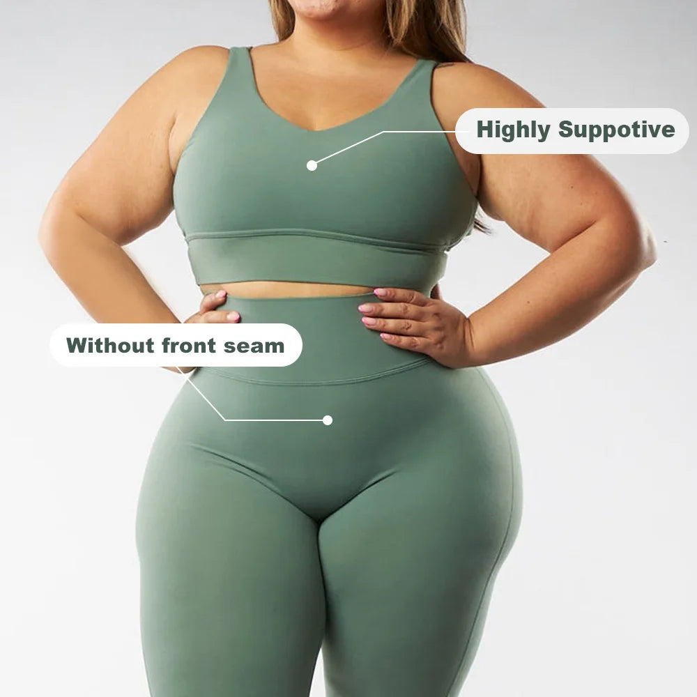 4XL Leggings Workout Tracksuit Set Fitness Clothing Yoga Wear Women Gymwear Plus Size OEM Digital Print Print Pattern Support