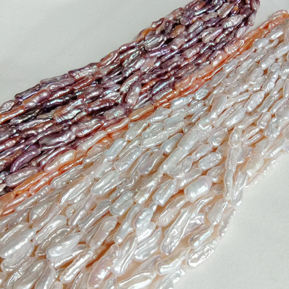 AAA BIWA 38 cm Loose Beads Freshwater Pearl Strand 16-30 mm DIY Jewelry Nature Purple Color Noodle Shape 16-30 mm Diameter