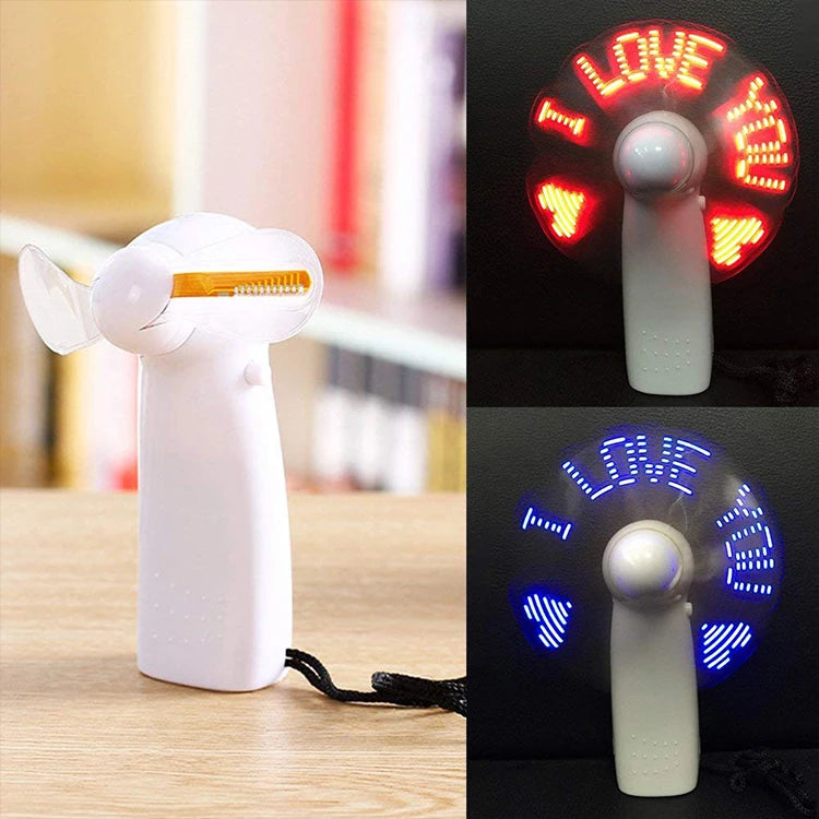 Wholesale Custom logo LED Blade Text Electronic Fan for Summer Wedding Event Favors Gift Souvenir Rechargeable Battery Options