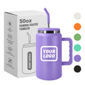 Wholesale Stainless Steel Vacuum Insulated Travel Mug 50oz Tumbler With Handle Colorful Mug with Lids and Straw