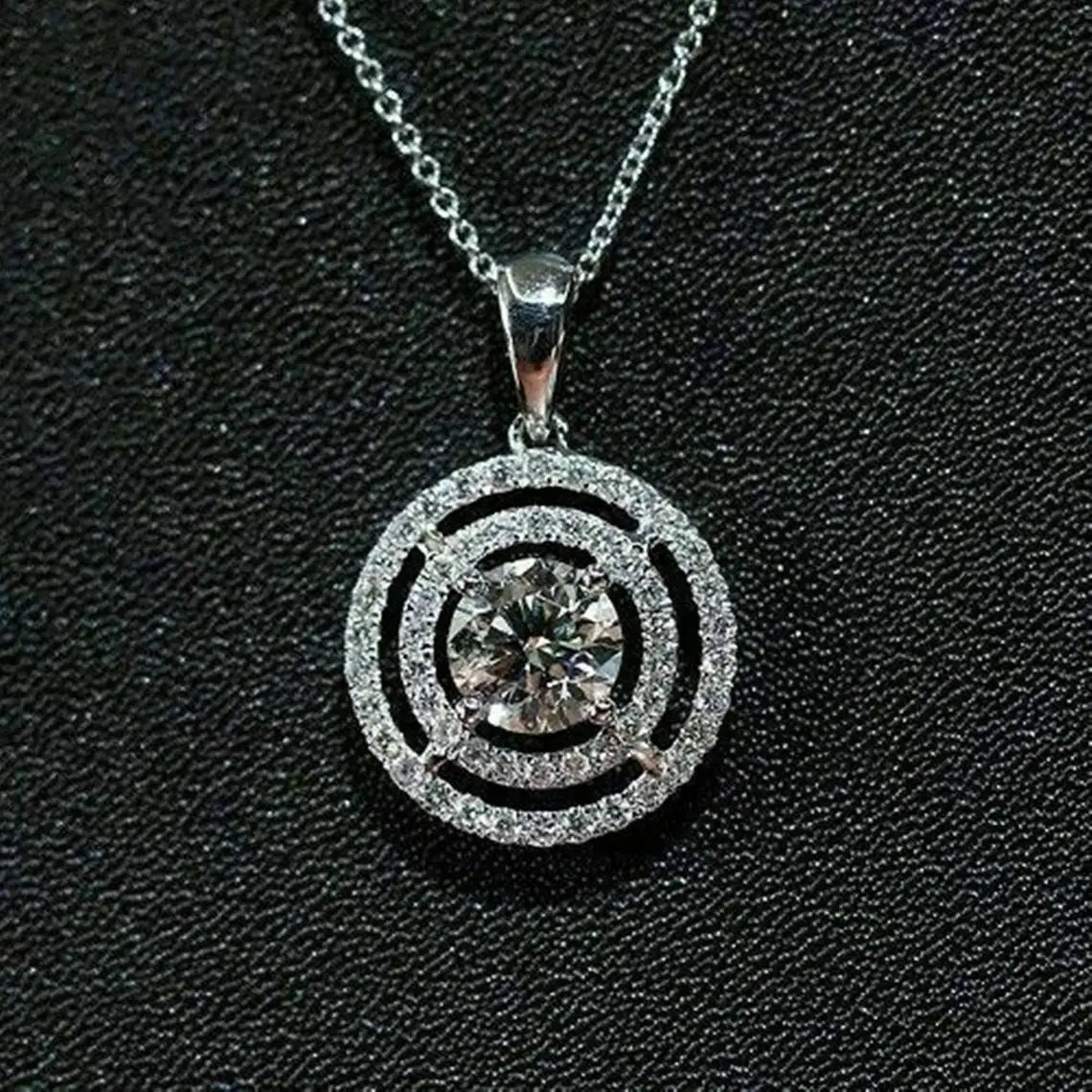 CAOSHI Beautiful Delicate Round Zircon Silver Plated Pendent Charm Circle Shape Wedding for Bride Necklace Woman