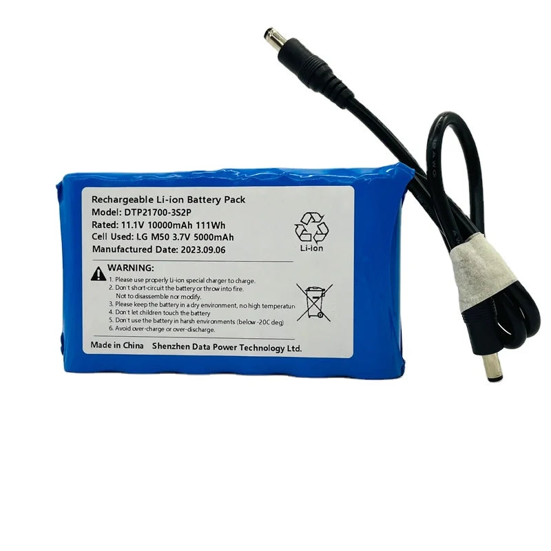 OEM Li-ion Batteries 18650 21700 32700 11.1V 3S2P Battery Pack 5600mAh 6000mAh Lithium Ion Battery for Portable Vacuum Cleaners