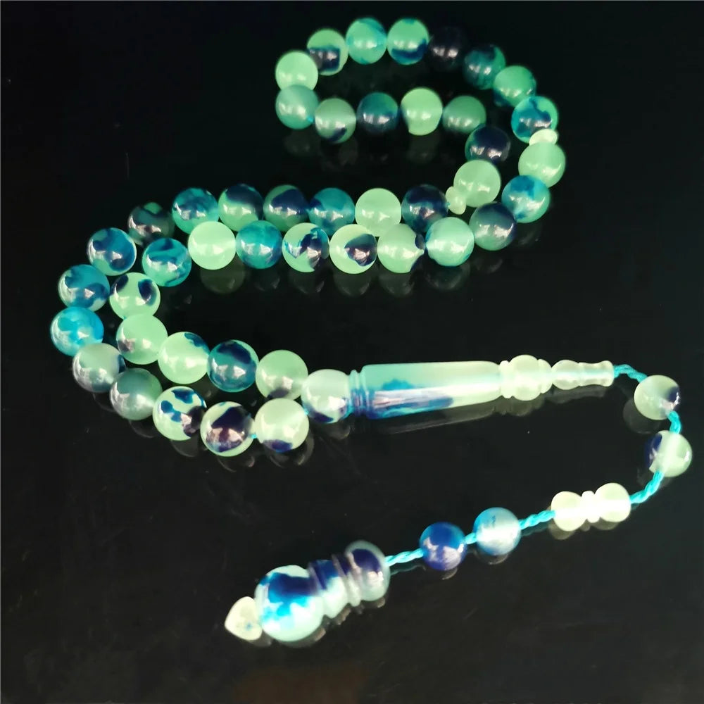 High Quality Glow in Dark 10mm 45 Beads Haji Gift Muslim Rosary Prayer Beads Islamic Resin Amber Tasbih Subha Misbaha MegaBDM