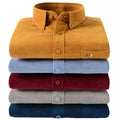 OEM Factory's Custom Men's Casual Button Shirts Long Sleeve Solid Color Corduroy 100% Cotton Breathable Poplin for Sustainable