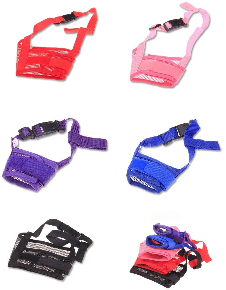 Adjustable Soft Breathable Nylon Mask Safety Dog Mouth Cover Anti Biting Barking Dog Muzzles