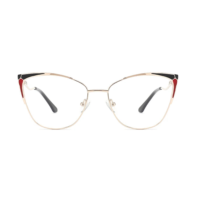 2102GL0 2023 High End Spectacle Eyewear Frames Custom  Fashion Cat Eye Metal Frame Eyeglasses Female