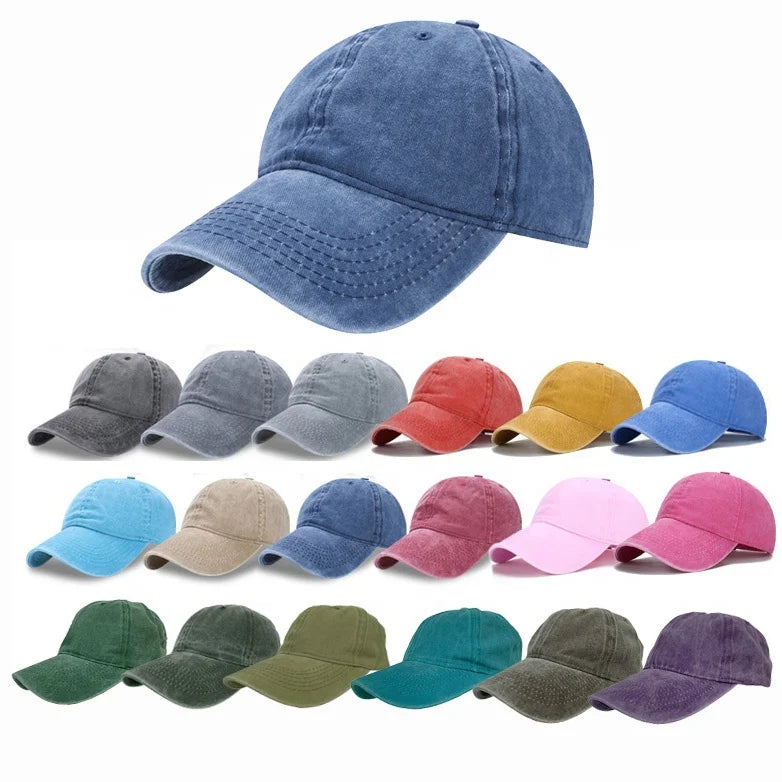 Hot Sale Sports Unisex Casual Plain Blank Baseball Caps Distressed Vintage Washed 100% Cotton Dad Hats Custom Embroidery Logo