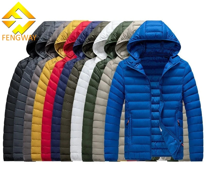 Men Winter Jacket Light Thick Padding Warm Thermal Cold Weather Jacket Coat with Removable Hood