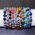 Semi-Precious Natural Gemstone Bracelet Healing Crystal Stone Stretch Bracelets for Men Women Round Beaded Bracelets Men