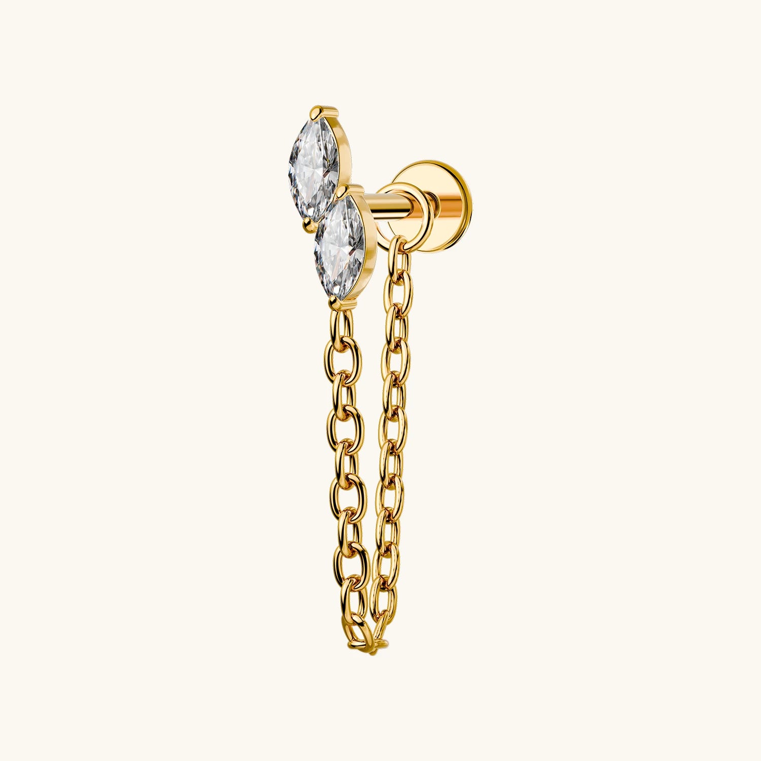 TOPOSH Celestial North Star Titanium Zircon Stud Prong Setting Internal Thread for Cartilage Tragus Helix Piercing Use 8mm Bar