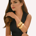 3 Pieces Chunky Round Smooth Metal Bangles Bracelets for Women Trendy Designer Bracelet on Hand Accessories 2024 Fashion Jewelry
