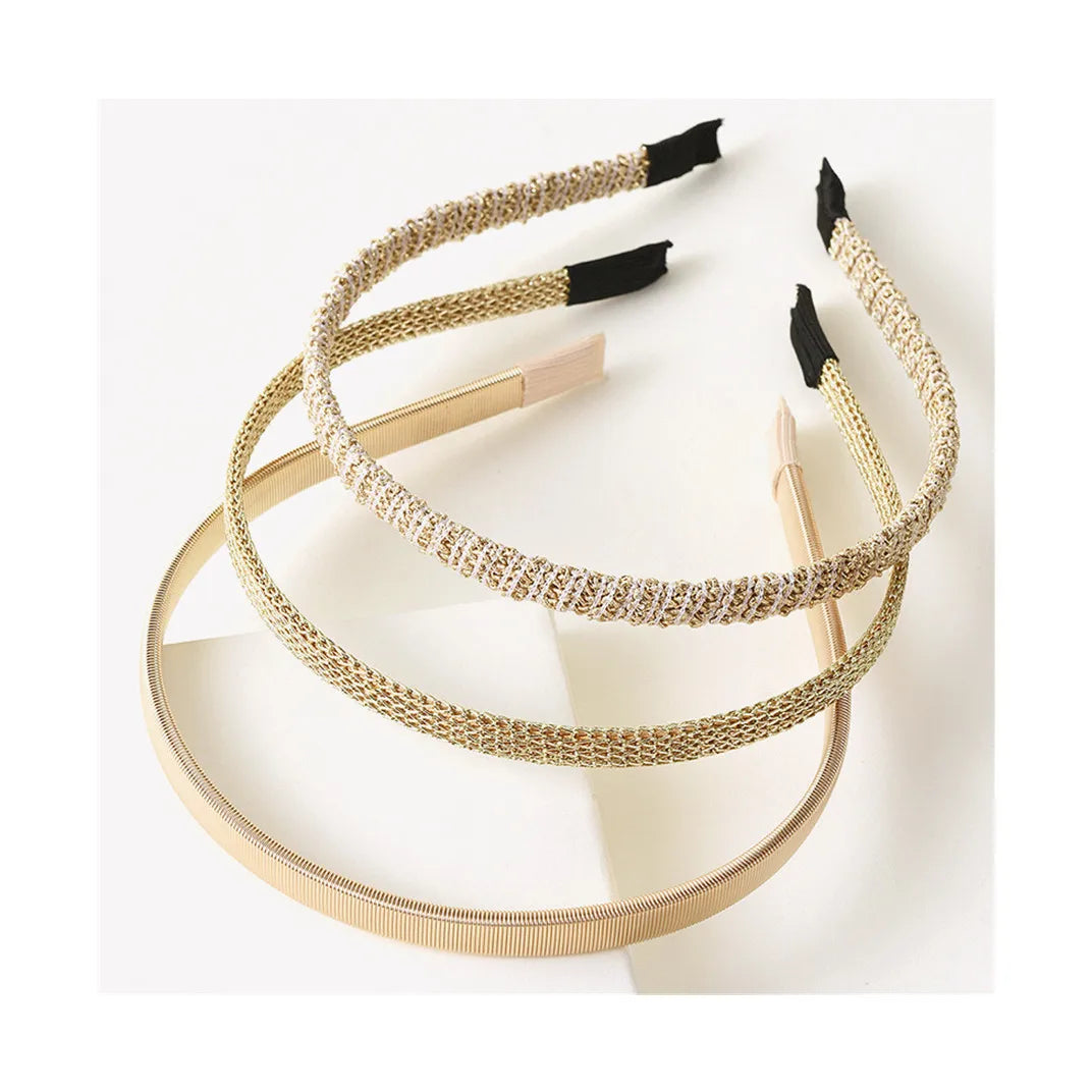 Korean New Fashion High-end Metal Headbands Simple Gold  Women Headwear Hair Hoop Girls