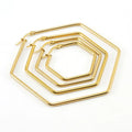 Big Hexagon Hoop Earrings for Women Stainless Steel Jewelry Simple Fashion Gold Plated Large Geometry Huggie Hoop Earrings