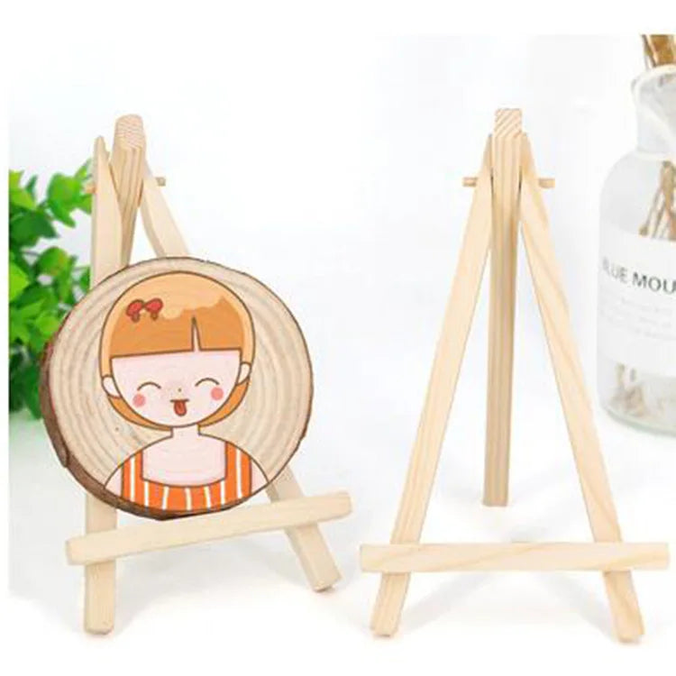 Small Easel Mini Desktop Wooden Table Tripod Trumpet Tripod Wood Picture Postcard Display Folding Rack Album Stand