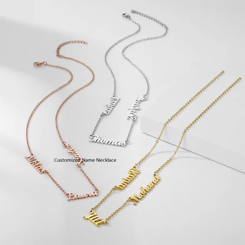 Fashion Gold Plated DIY Name Necklace Personalized Multi Nameplate Necklace Jewelry Mother Day's Gift