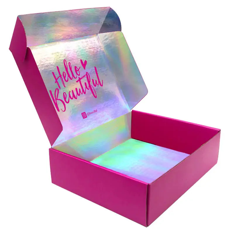 Custom Print Popular Hologram Paper Holographic Mailing Packaging Boxes Custom Logo Iridescent Holographic Mailer Shipping Boxes