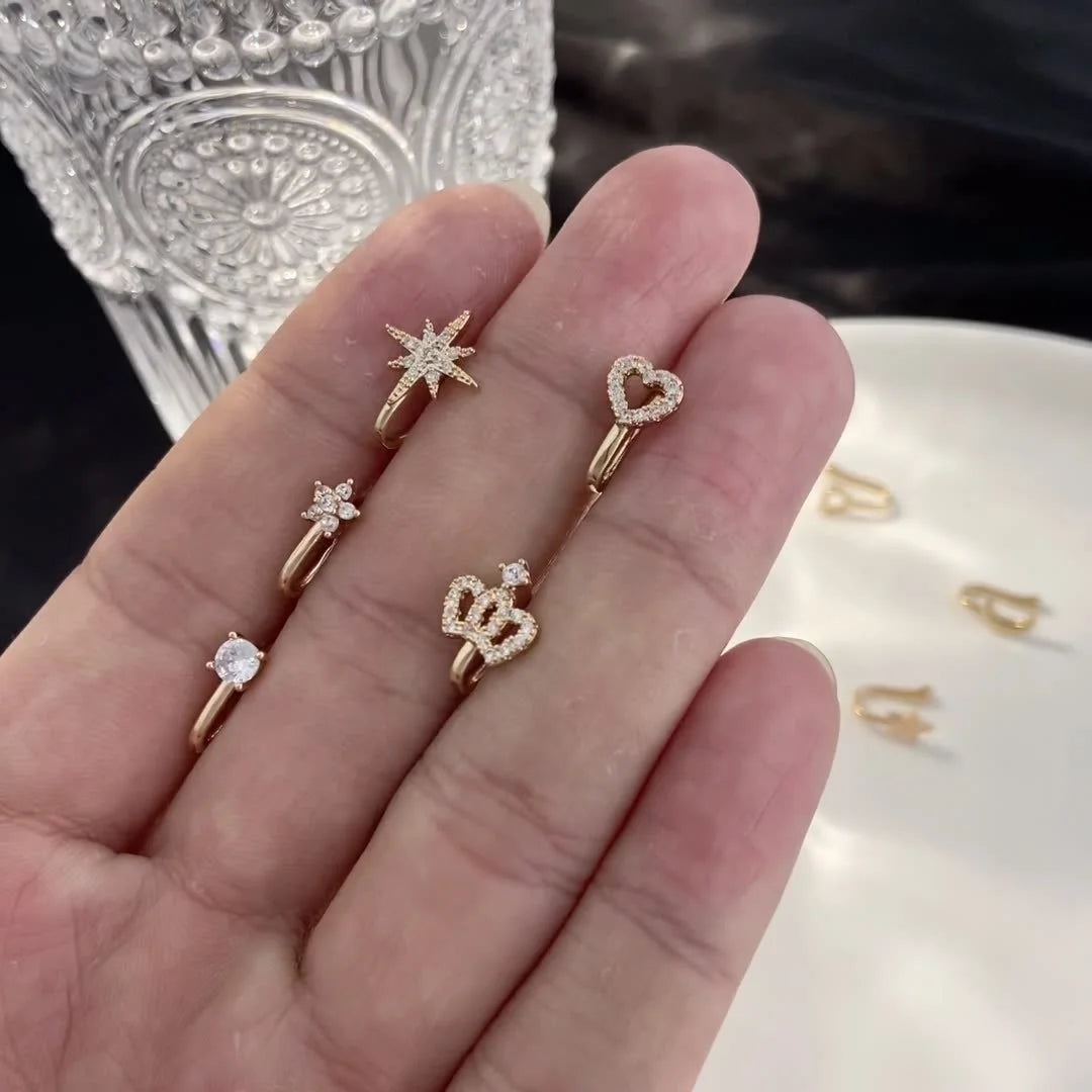 Creative Non Perforated U-shaped Nose Clip Copper Inlaid With Zircon Star love Crown Nose Ring Nose Piercing Jewelry