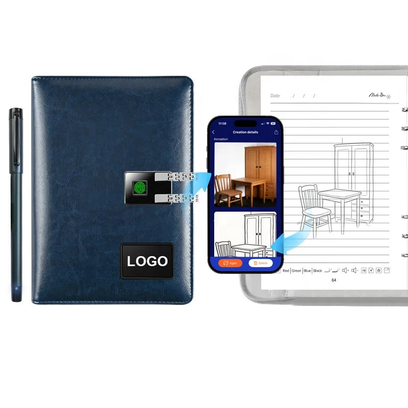 Custom Notebook Smart Notebook Ai Drawing Write Translation Features Sync Pen Sketch Book With Lock USB Smart Pen Set