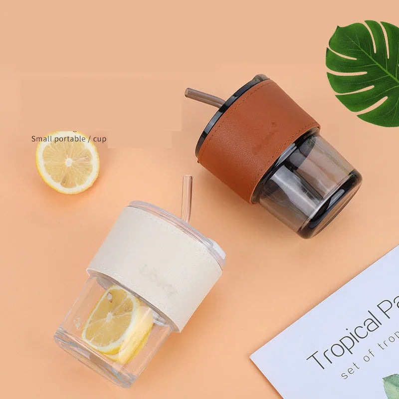 Eco-friendly Fashionable Clear Glass Coffee Milk Mugs with Silicon Sleeves Indoor Outdoor Cups
