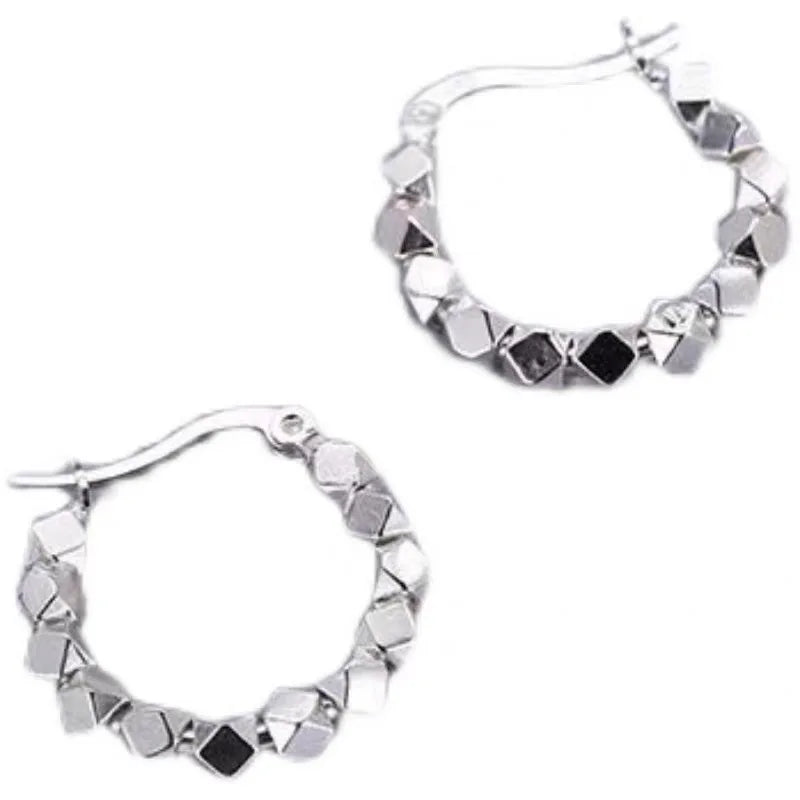 Factory Directly Wholesale 925 Sterling Silver Simple Fashion Geometric Silver Hoop Earrings for Women Jewelry 2023