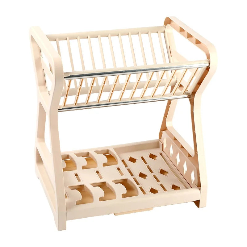 Metal and Plastic Kitchen Storage Rack Steel Dish Bowl Cups Spoon Organizer Counter Table Top Drain Shelf for Kitchen Storage