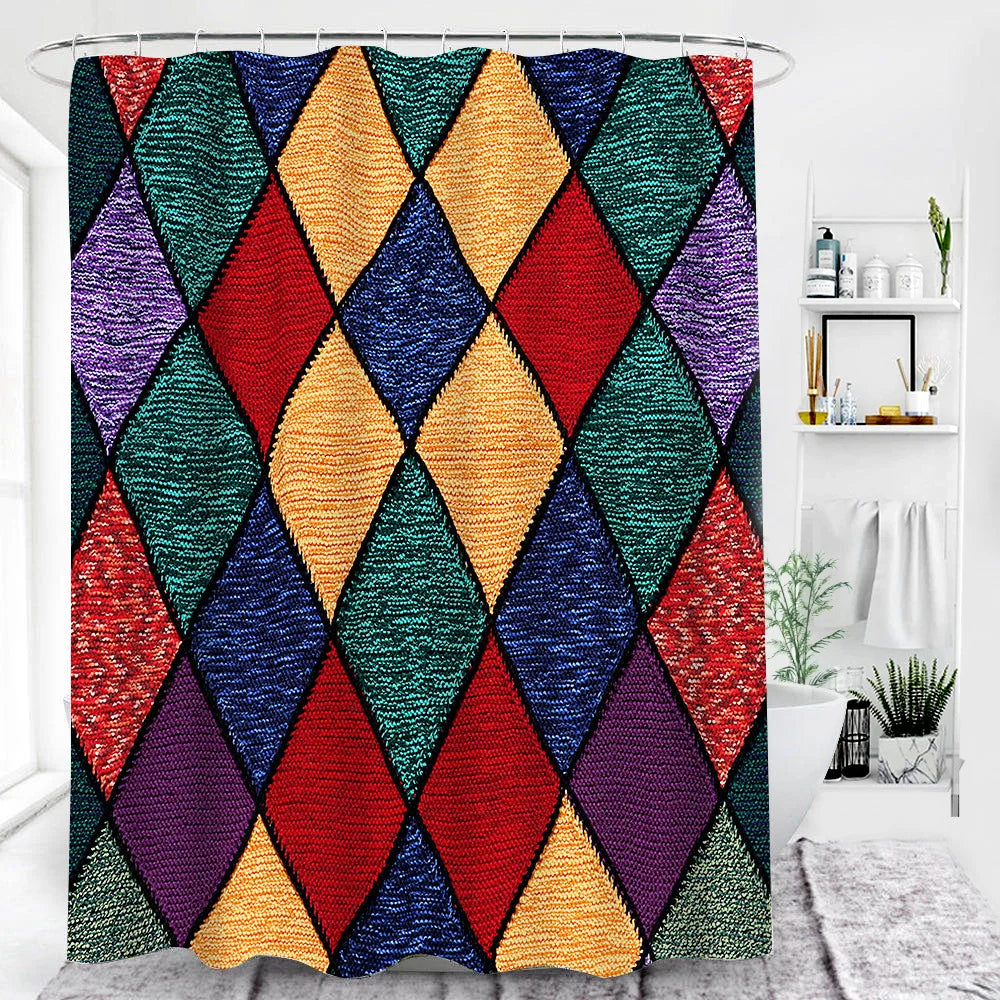 Boheima Geometric Shower Curtain Waterproof Polyester Hanging Strip with Digital Printed Bathroom Decor