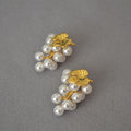 Bulk Wholesale Teacher Geometric Grape Leaf Design Pearls Stud Earrings
