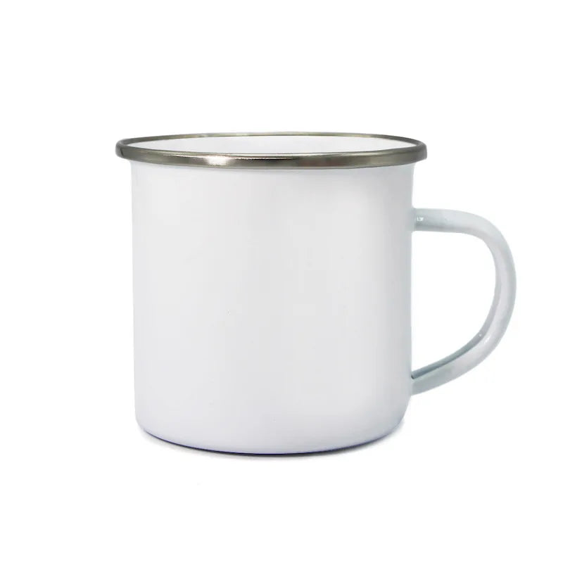 New Trend Enamel Mug Sublimation Blank Cups for Sublimation White  Sublimation Enamel Mug  Plain White Ceramic Mugs and Cups