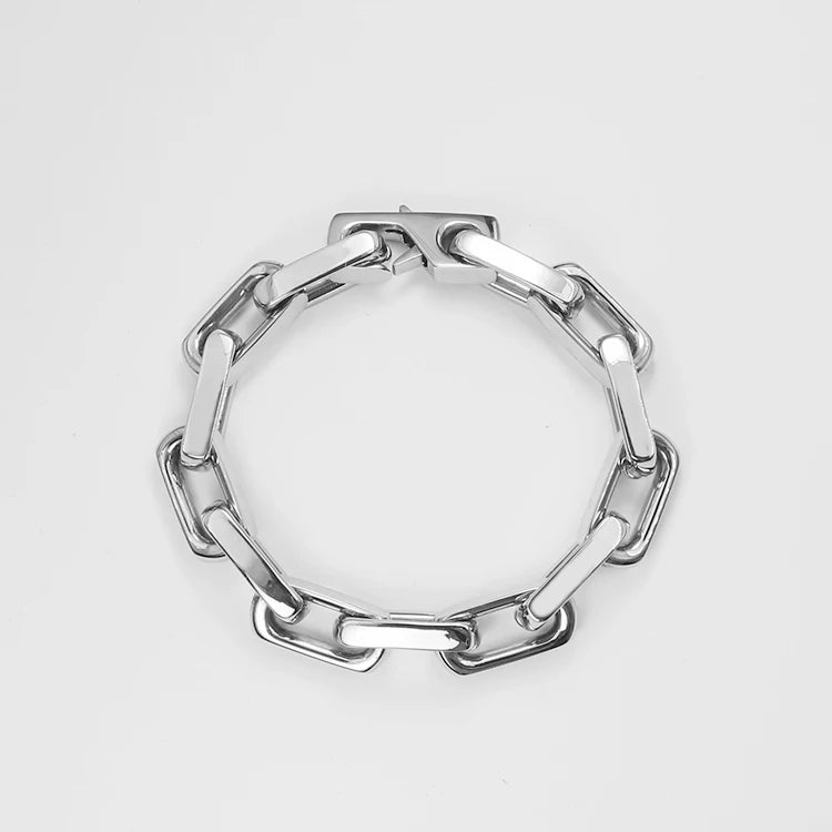 Men's Stainless Steel Silver Link Chain Bracelet Custom Design New Arrival Luxury Daily Jewelry Trendy Style