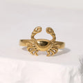 Beimai OEM Ring Wholesale 18k Gold Stainless Steel Creative Crab Animal Open Ring