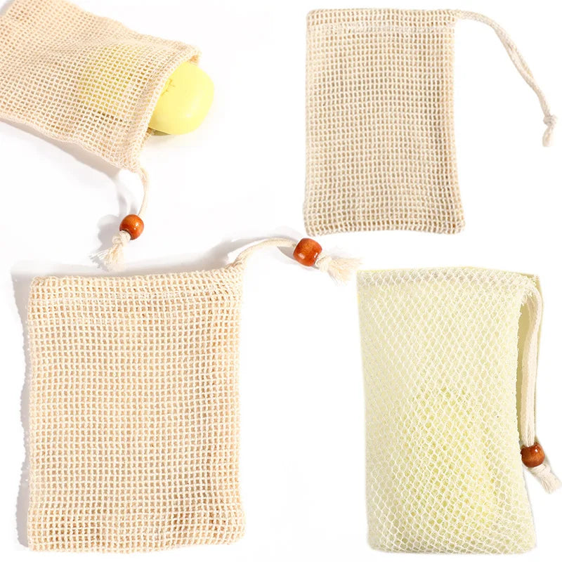 Natural Sisal Soap Saver Bag Pouch Mesh Net Waste Plastic-free Exfoliating Foaming and Drying Soap Holder for Shower