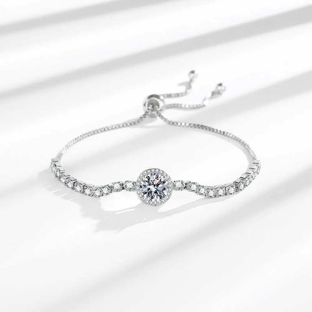 Live Selling Women's Vintage French Bracelet 2-Karat Bag Zircon Moissanite All-Match Personalized Pull-Out Bracelet Pearl Stone