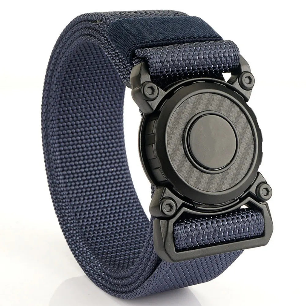 Men's Quick-Release Buckle Belt for Outdoor Workwear Thick Nylon Belt for Tactical Training Casual Elastic Canvas Belt