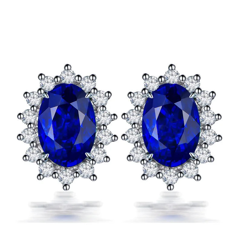 Gemstone Sapphire Cubic Zirconia Earrings for "Something Blue" Bridal or September Birthstone