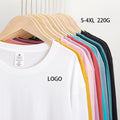 S-4XL Unisex Solid Color T-Shirt Customizable Logo 100% Cotton Large Size Blank Basement Style Long Sleeve T-Shirt