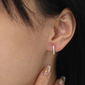 14K Gold Huggie Cartilage Earrings with Lab Diamonds Au585 Circular Earring Hoops Solid Gold Full Huggie Style