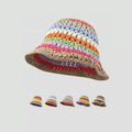 Wholesale New Fashion Rainbow Crochet Striped Bucket Hat Colorful Paper Straw Sun Hats for Women Summer Foldable Fishman Hat