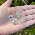 New Fine Diamond Evil Eye Pendant Stainless Steel 18k Gold Plated Bohemian Necklace for Women