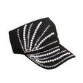 Women's Ponytail Hat Trendy Pearl Rhinestone Knitted Topless Hat Summer Sun Protection Female Sun Hat
